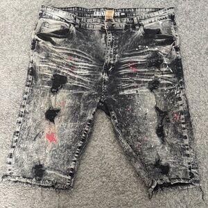 GrindHouse Distressed Black Denim Shorts